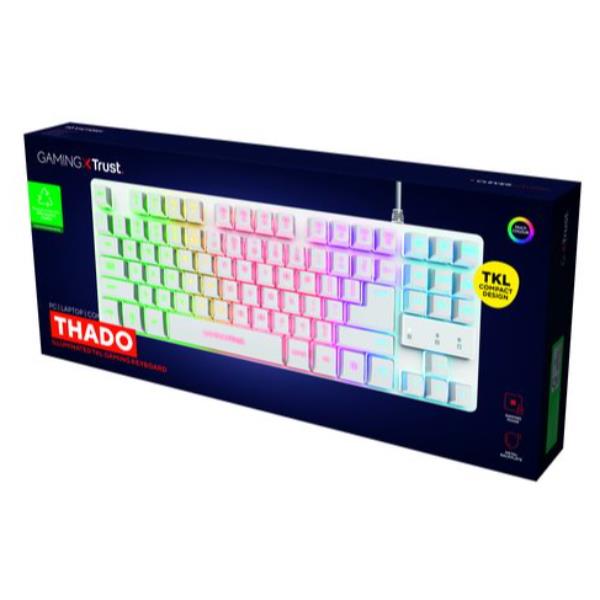 Tastiera Gaming Trust GXT833W Thado TKL Compatta Cablata Illuminata Bianco - immagine 5