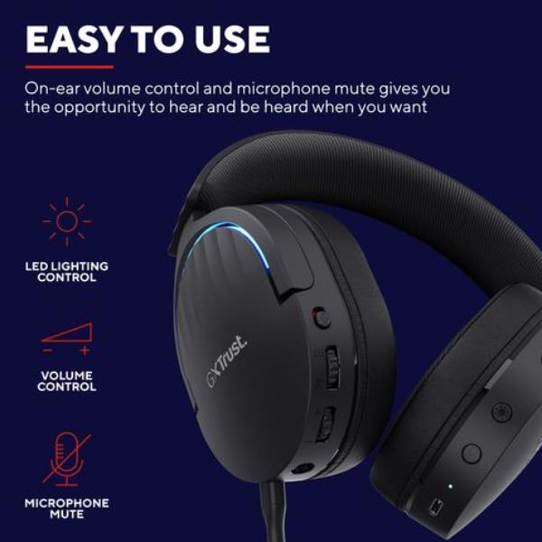 Cuffie Gaming Trust GXT 491 Fayzo Wireless 2.4GHz Bluetooth Noise Cancelling Nero - immagine 8
