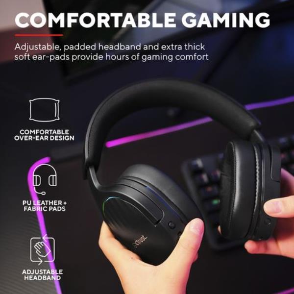 Cuffie Gaming Trust GXT 491 Fayzo Wireless 2.4GHz Bluetooth Noise Cancelling Nero - immagine 11