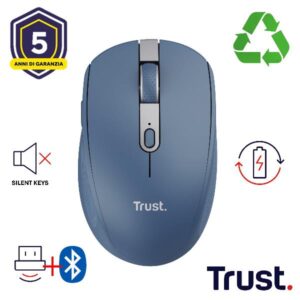 Mouse Wireless Trust Ozaa Ricaricabile Bluetooth 2.4GHz Silenzioso