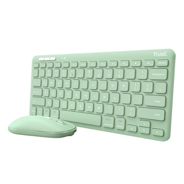 Kit Tastiera e Mouse Wireless Trust Lyra Verde Ricaricabile Bluetooth 2.4GHz Italiano - immagine 2