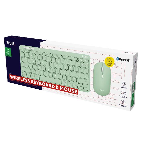 Kit Tastiera e Mouse Wireless Trust Lyra Verde Ricaricabile Bluetooth 2.4GHz Italiano - immagine 11