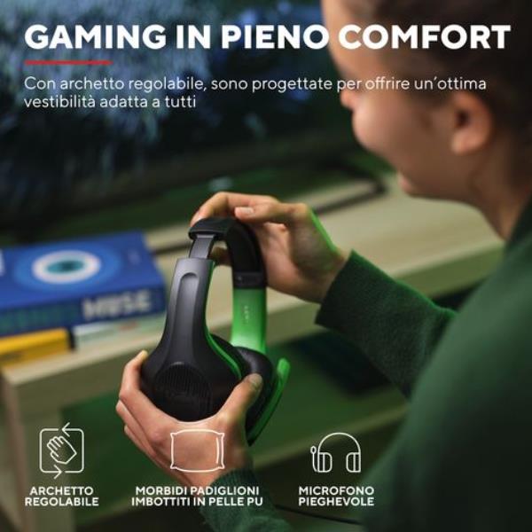 Cuffie Gaming Trust GXT 415X Zirox Over-Ear per Xbox Nero/Verde - immagine 10