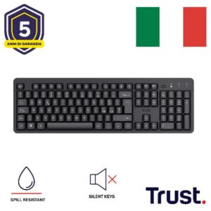 Tastiera Wireless Trust ODY II Silenziosa Layout IT Nero
