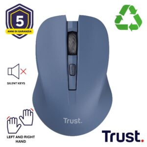 Mouse Wireless Trust Mydo Silenzioso Riciclato 82% Blu