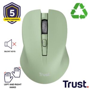 Mouse Wireless Trust Mydo Verde Silenzioso Plastica Riciclata