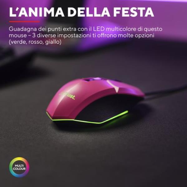 Mouse Gaming Trust GXT109P Felox 6.400 DPI Illuminato Rosa - immagine 2