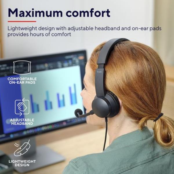 Cuffie USB Trust Ayda con Microfono per PC e Laptop - Nero - immagine 4