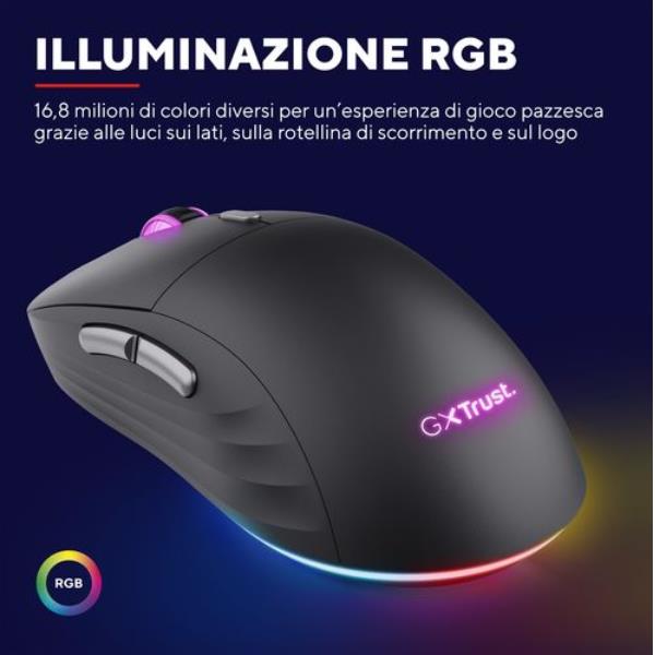 Mouse Gaming Trust GXT 926 Redex II Wireless Ricaricabile RGB 10000 DPI - SKU: 25126 - Immagine 5