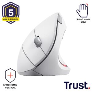 Mouse Wireless Trust Verto Ergonomic Verticale Bianco