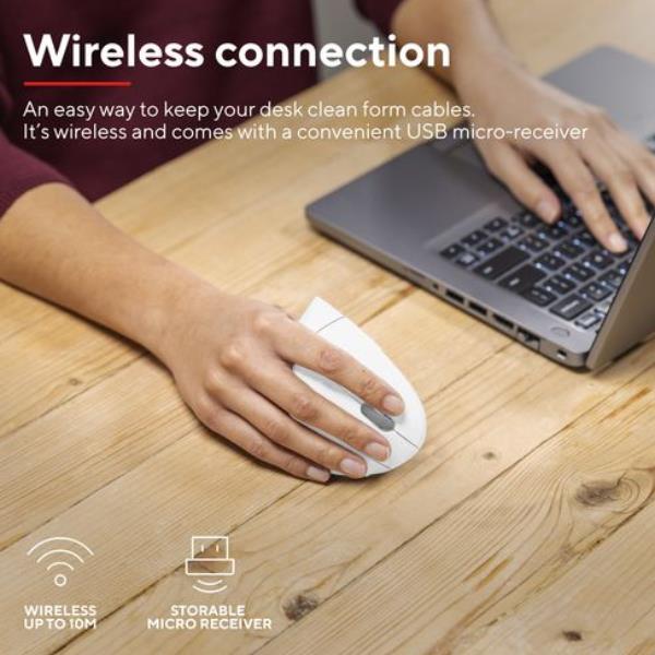Mouse Wireless Trust Verto Ergonomic Verticale Bianco - immagine 2