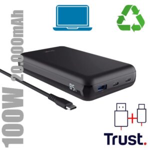 Power Bank Trust Laro 100W Ricarica Laptop 50% Plastica Riciclata