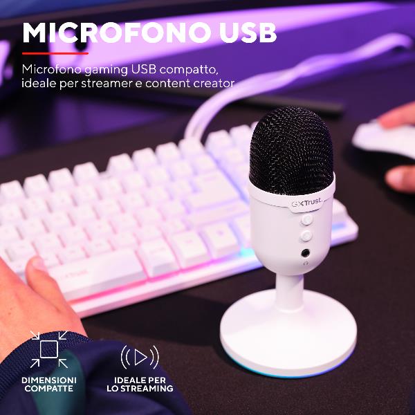 Microfono Gaming Trust GXT 234W YUNIX USB RGB Bianco - immagine 6