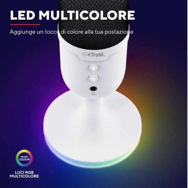 Microfono Gaming Trust GXT 234W YUNIX USB RGB Bianco - immagine 8