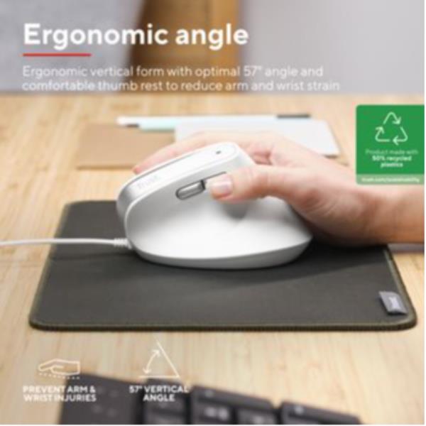 Mouse Ergonomic Trust Bayo II Verticale Cablato Certificato ErgoCert Bianco - immagine 7