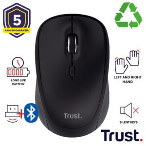 Mouse Wireless Trust YVI+ Multi-Device 2x BT + 2.4GHz Silenzioso