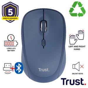 Mouse Wireless Trust YVI+ Multi-Device Bluetooth 2.4GHz Silenzioso