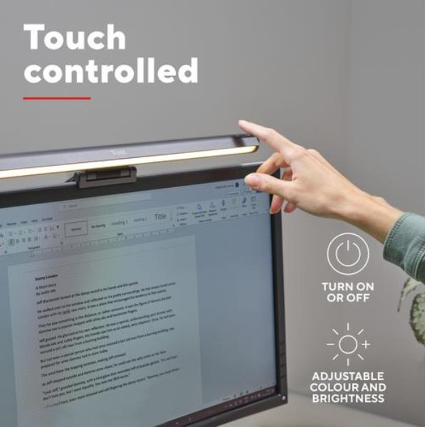 Lampada LED Trust Shyne per Monitor, Antiriflesso, 3 Luci Touch - immagine 6