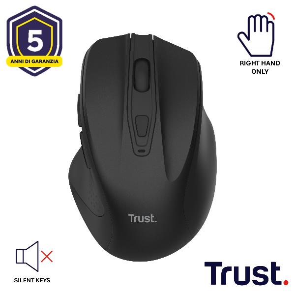 Mouse Wireless Trust Nito 2200 DPI Silenzioso Nero