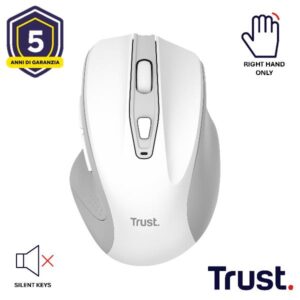 Mouse Wireless Trust Nito 2200DPI Silenzioso Bianco