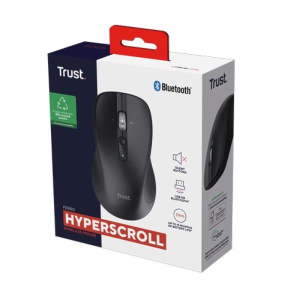 Mouse Wireless Trust Ferro Multiconnettività 2x Bluetooth + 2.4GHz Silent 3200DPI - immagine 2