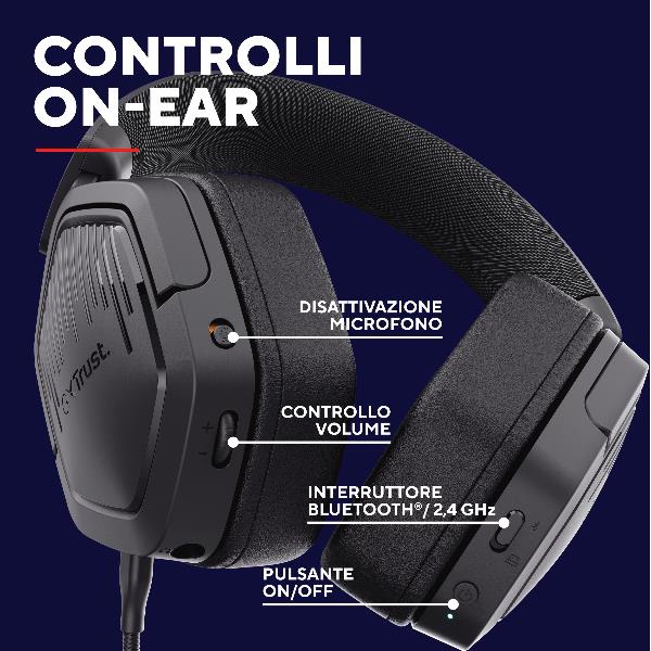 Cuffie Gaming Trust GXT 493PS Wireless BT 2.4GHz per PS5 Nero - SKU: 25746 - Immagine 7