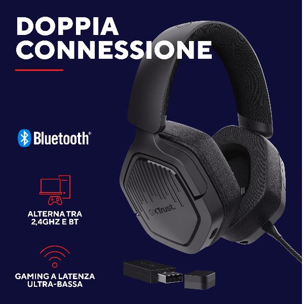 Cuffie Gaming Trust GXT 493PS Wireless BT 2.4GHz per PS5 Nero - SKU: 25746 - Immagine 8