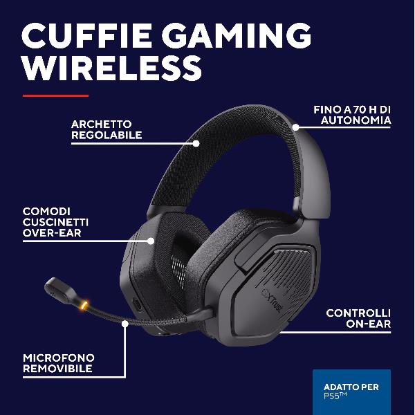 Cuffie Gaming Trust GXT 493PS Wireless BT 2.4GHz per PS5 Nero - SKU: 25746 - Immagine 11