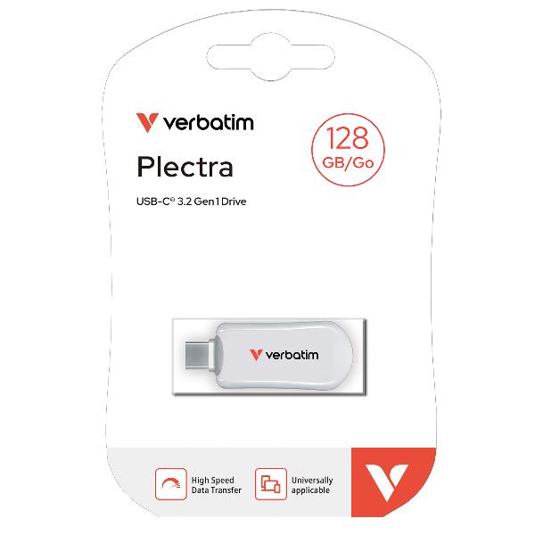 Chiavetta USB Verbatim Plectra 128GB USB-C Bianco 100MB/s - immagine 2