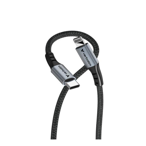 Cavo USB-C a Lightning Verbatim 1.2m Nylon Grigio 60W - immagine 5