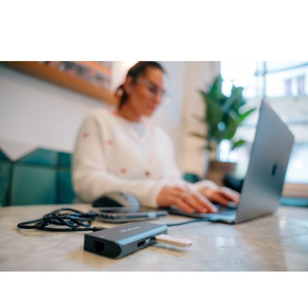 Hub USB Verbatim 6in1 RJ45 PD100W 3 Porte USB-C/USB-A Grigio - immagine 4