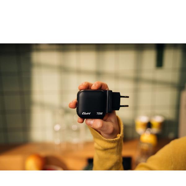 Caricatore Notebook Verbatim Mini GAN 3 Porte 70W Nero - immagine 6