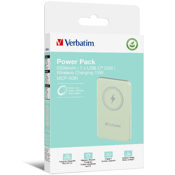 Power Bank Verbatim 5000mAh Magnetico Green - immagine 8