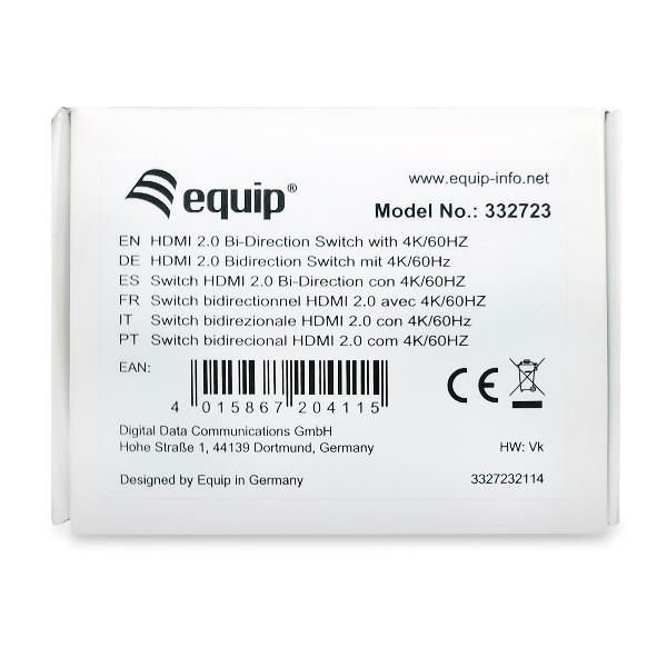 Splitter Video Equip Switch HDMI 2 Porte 4K 60Hz Bidirezionale - immagine 4