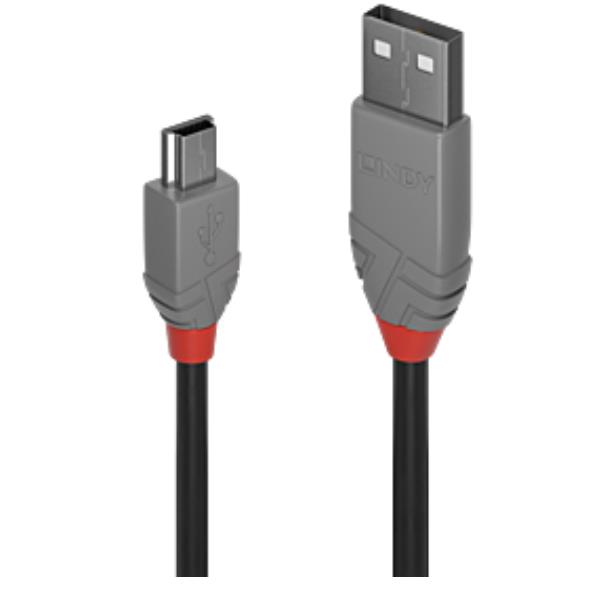 Cavo USB 2.0 Lindy Tipo A a Mini B 0.2m Nero - immagine 2