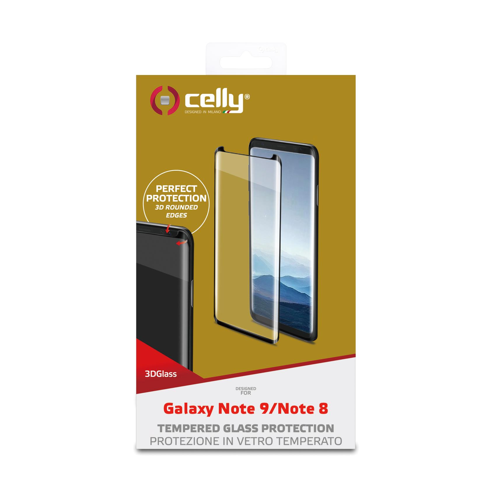 Proteggi Schermo Celly 3D Glass per Samsung Galaxy Note 9 e Note 8 - immagine 3