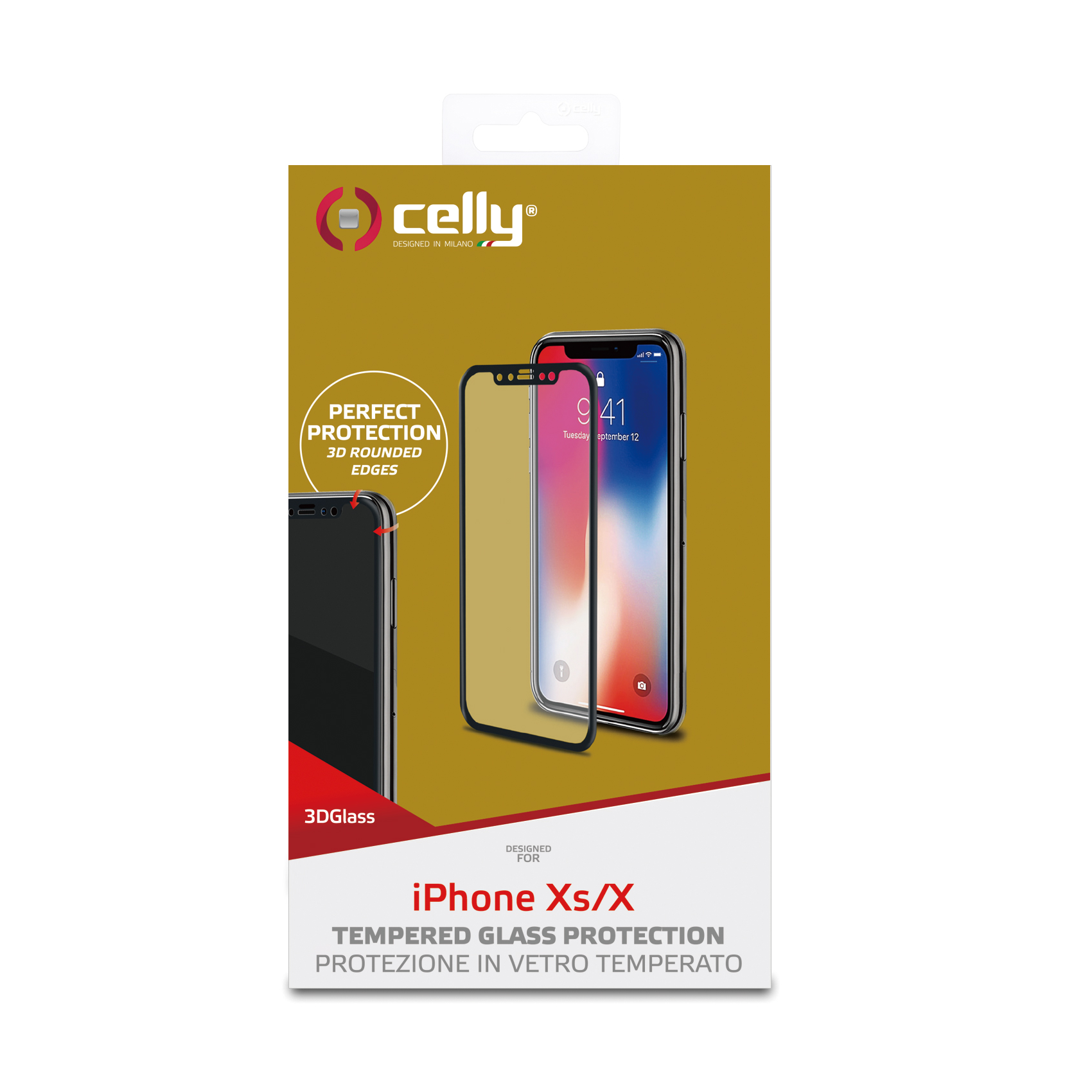 Proteggi Schermo Celly 3D Glass per Apple iPhone Xs / iPhone X - immagine 2