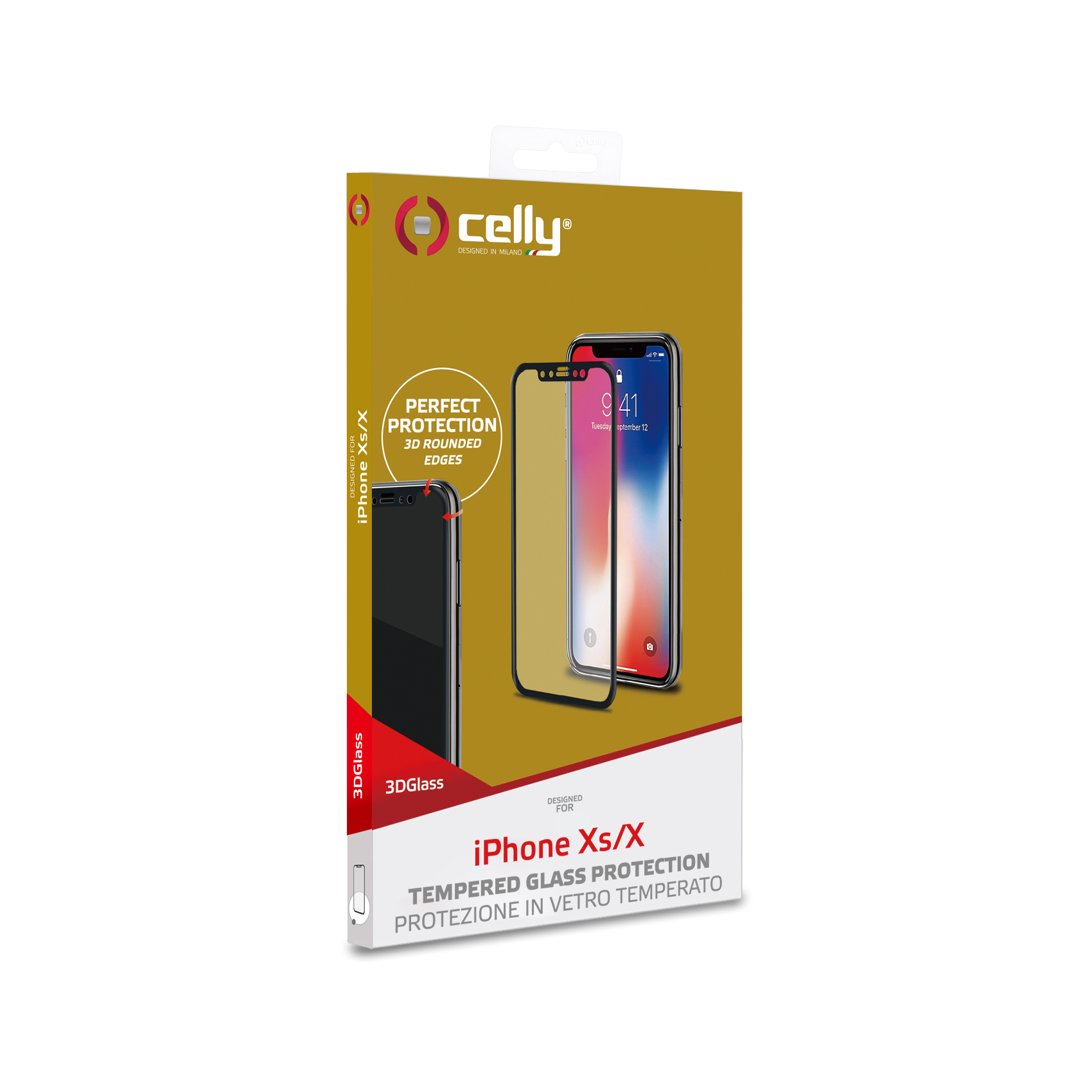 Proteggi Schermo Celly 3D Glass per Apple iPhone Xs / iPhone X - immagine 3