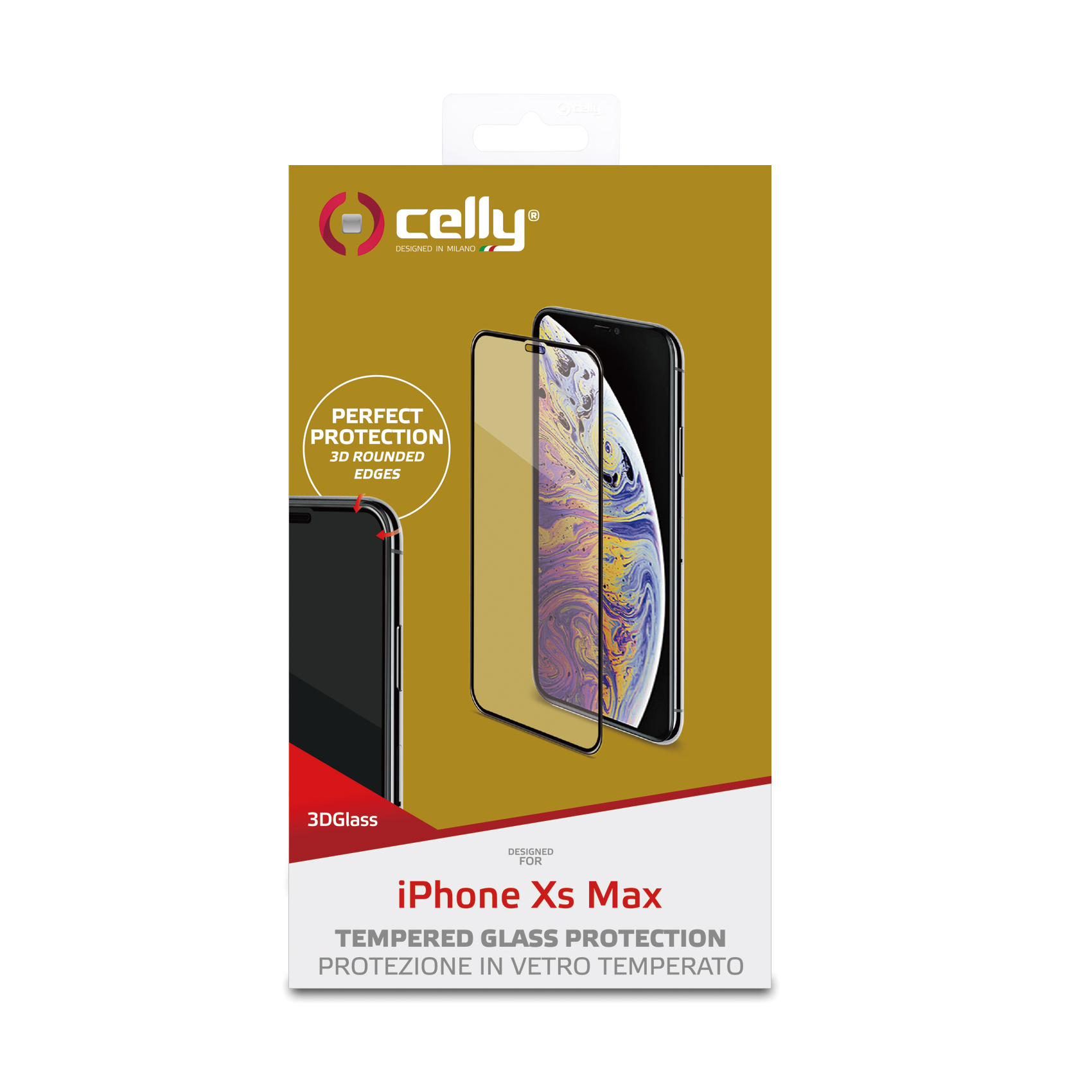 Proteggi Schermo Celly 3D Glass per Apple iPhone Xs Max Vetro Temperato - immagine 3