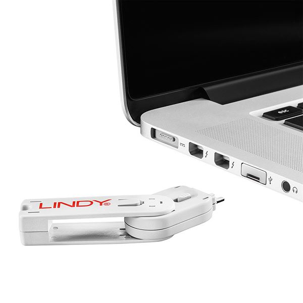 Cavo di Sicurezza Portatile Lindy Blocca Porte USB Bianco con 4 Serrature - SKU: 40454 - Immagine 2