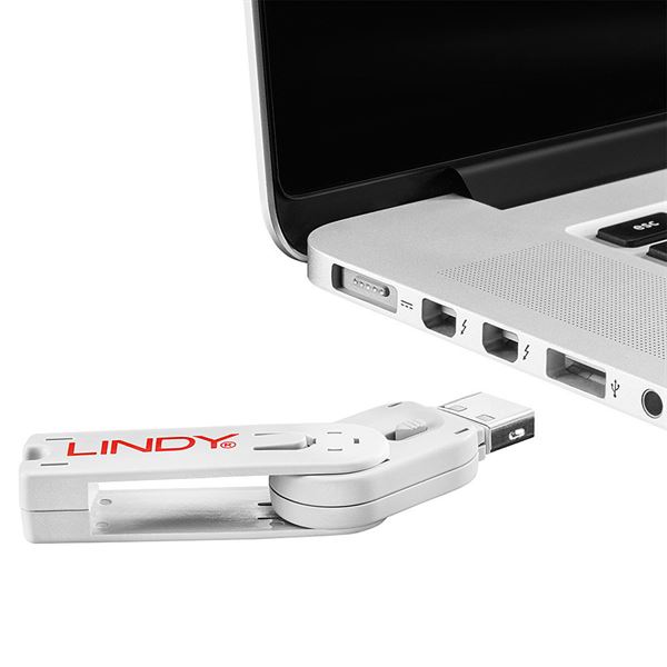 Cavo di Sicurezza Portatile Lindy Blocca Porte USB Bianco con 4 Serrature - SKU: 40454 - Immagine 7