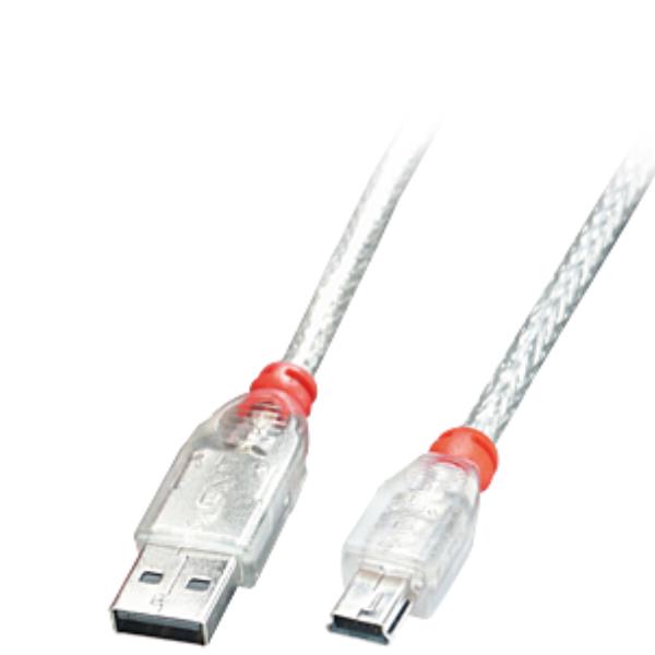 Cavo USB 2.0 Lindy Tipo A a Mini-B Trasparente 0.2m - immagine 2