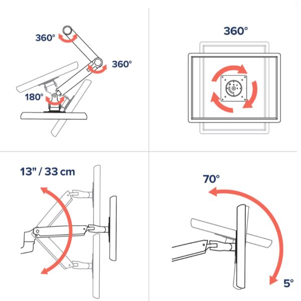 Staffa Monitor Ergotron LX da Tavolo per Schermi fino a 34" 11.3kg - immagine 2