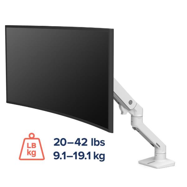 Staffa Monitor Ergotron HX Braccio da Scrivania Bianco 49" 19kg - immagine 5
