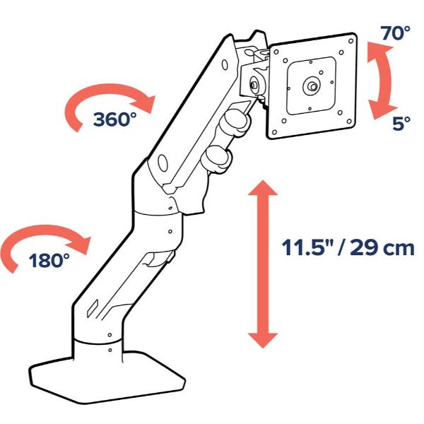Staffa Monitor Ergotron HX Braccio da Scrivania Bianco 49" 19kg - immagine 6
