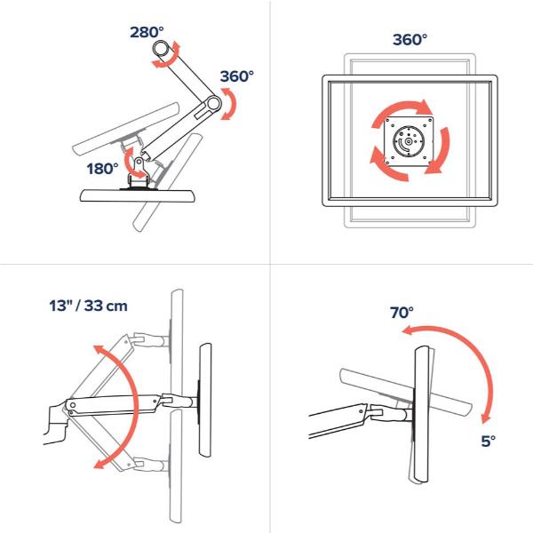Staffa Doppio Monitor Ergotron LX Bianco per Scrivania fino a 27" - immagine 4