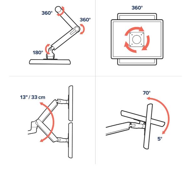 Staffa Monitor Ergotron LX Palo Alto per 2 Schermi Sovrapposti 40" 20kg - immagine 5