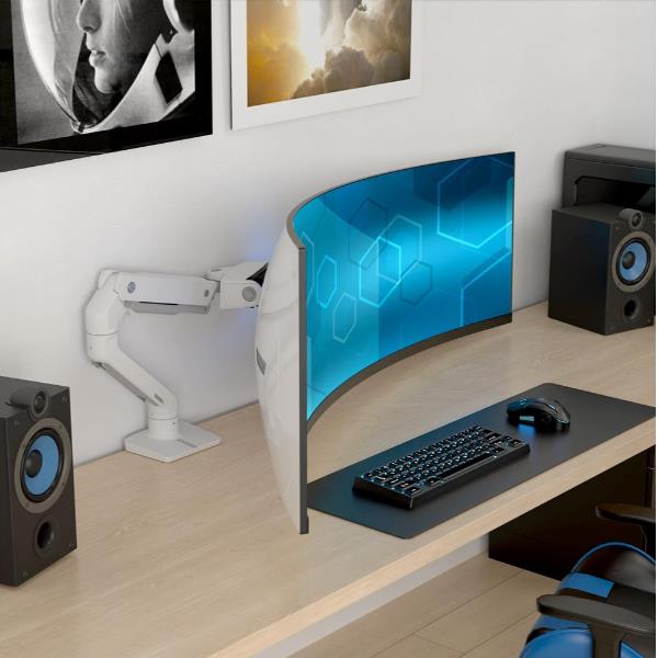 Staffa Monitor Ergotron HX VHD Braccio da Scrivania Bianco 17kg 57" - immagine 3