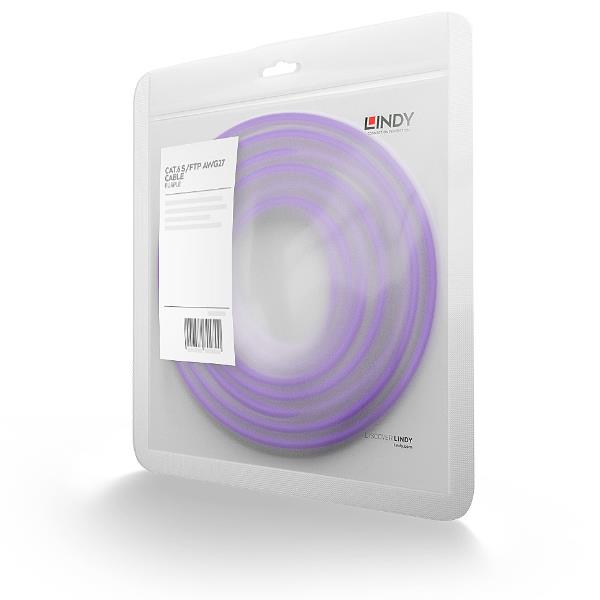 Cavo di Rete Lindy Cat.6 S/FTP Viola 0.3m Patch Cord - immagine 2