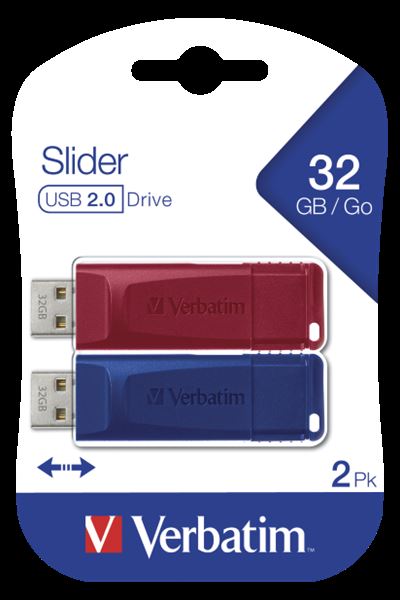 Chiavetta USB Verbatim Slider Bi-Pack 32GB USB 2.0 Mix Color - immagine 2